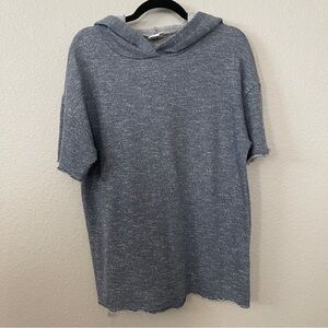 Lularoe blue heathered Americana Frankie. Hooded short sleeve size XS